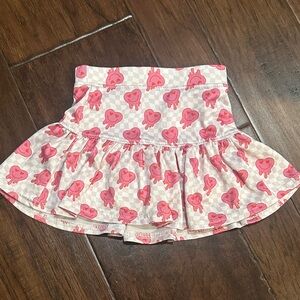 Pink Heart Patterned Kids Skort